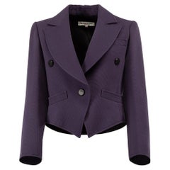 Pre-Loved Yves Saint Laurent Rive Gauche Women's Vintage Purple Cropped Blazer J