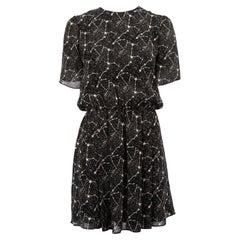 Pre-Loved Yves Saint Laurent Women's Black and White Constellation Mini Dress