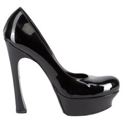 Pre-Loved Yves Saint Laurent Women's Black Patent Leather Platform Round Toe Hee