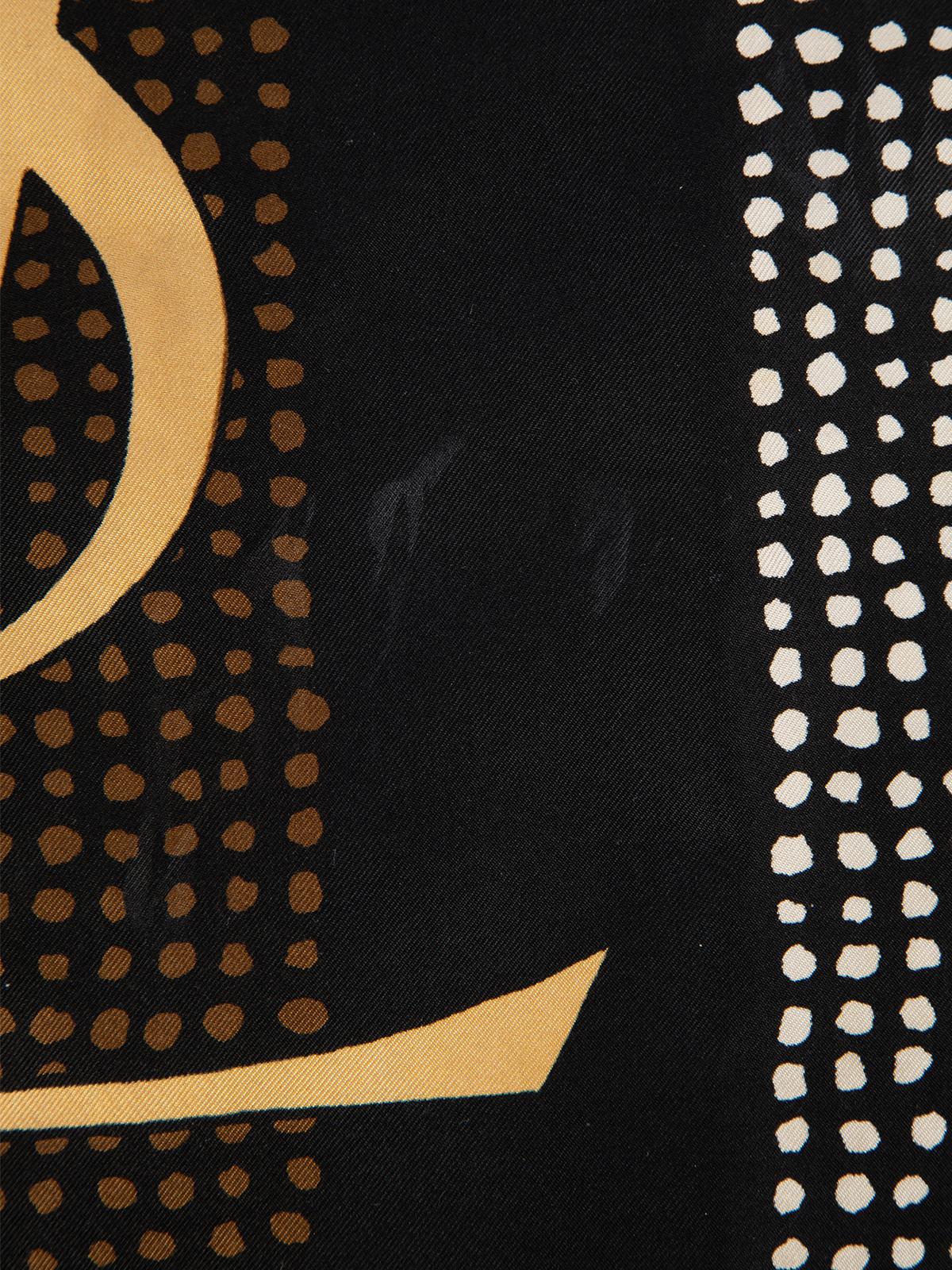 Pre-Loved Yves Saint Laurent Women's Gold Logo Dotted Multicolour Scarf 1