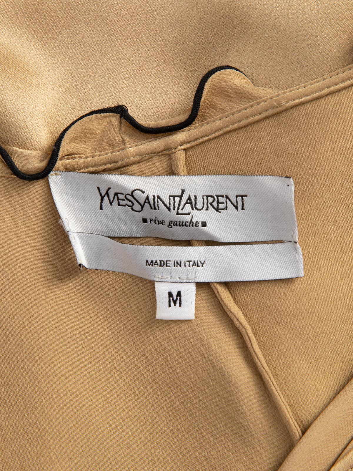 Pre-Loved Yves Saint Laurent Women's Gold Silk Belted Ruffle Hem Dress 2
