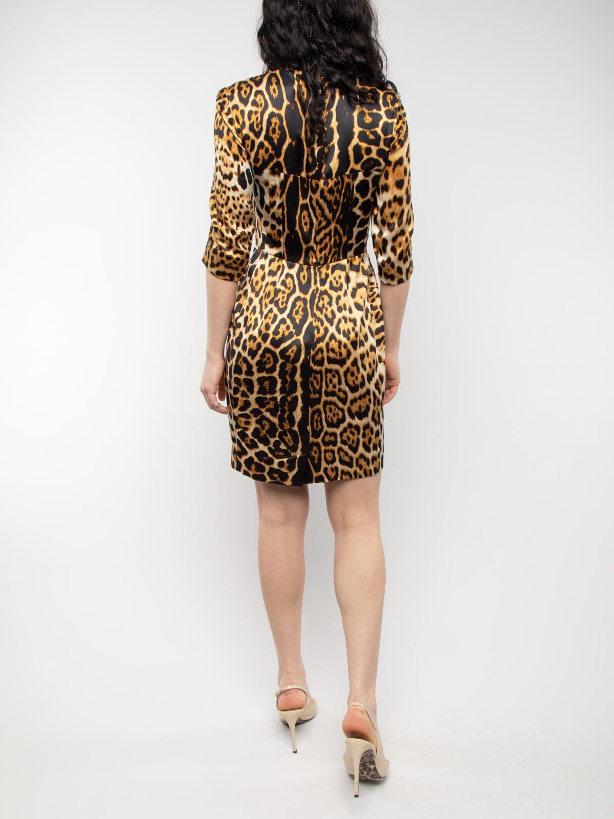 Black Pre-Loved Yves Saint Laurent Women's Leopard Print Midi Dress