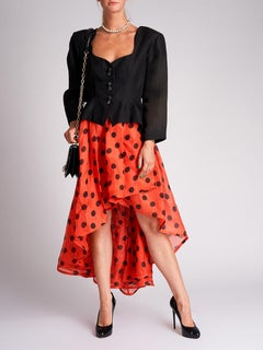 Pre-Loved Yves Saint Laurent Women's Vintage Red Polka-Dot Asymmetrical Skirt