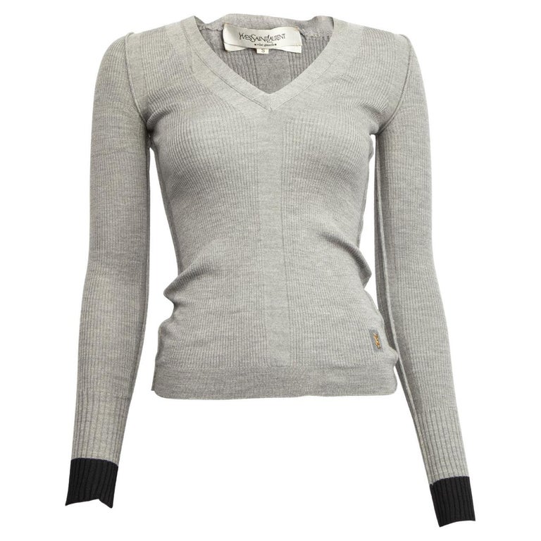 PreLoved Yves Saint Laurent Women's YSL V Neck Sweater For Sale at 1stDibs