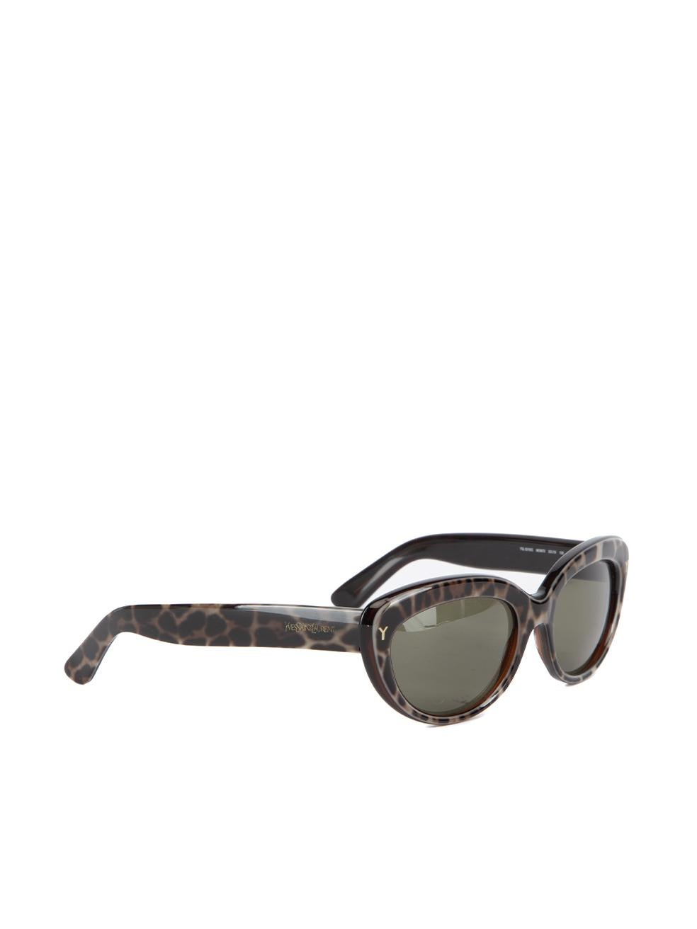 CONDITION is Very good. Hardly any visible wear to sunglasses is evident on this used Yves Saint Laurent designer resale item. This item comes with original case which shows signs of wear and lens cloth. Details Grey Acetate Leopard pattern Cat eye