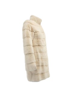 Pre-Loved Yves Salomon Women's Cream Mink Fur Mid Length Coat