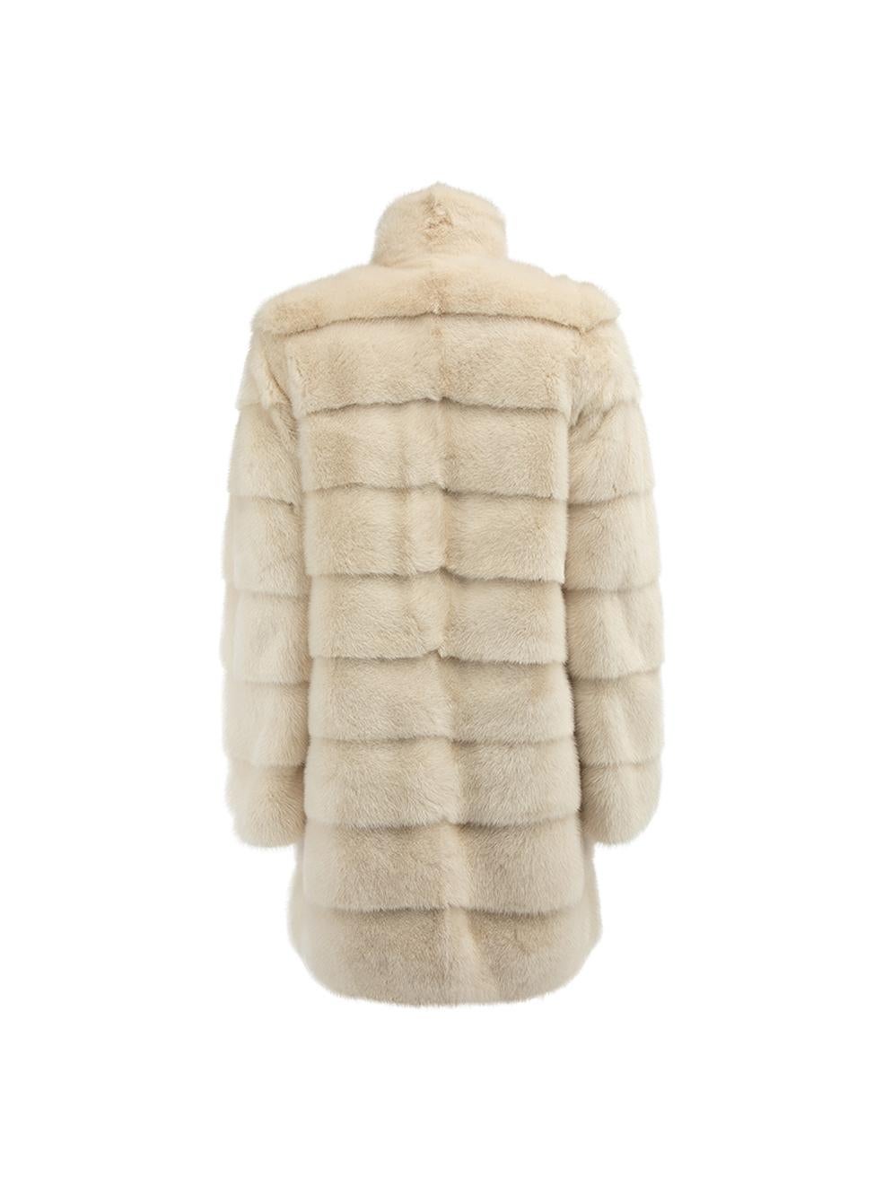 Pre-Loved Yves Salomon Women's Cream Mink Fur Mid Length Coat In Excellent Condition In London, GB