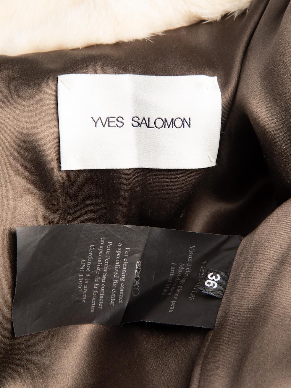 Pre-Loved Yves Salomon Women's Cream Mink Fur Mid Length Coat 1