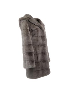Pre-Loved Yves Salomon Women's Grey Mink Fur Hooded Coat