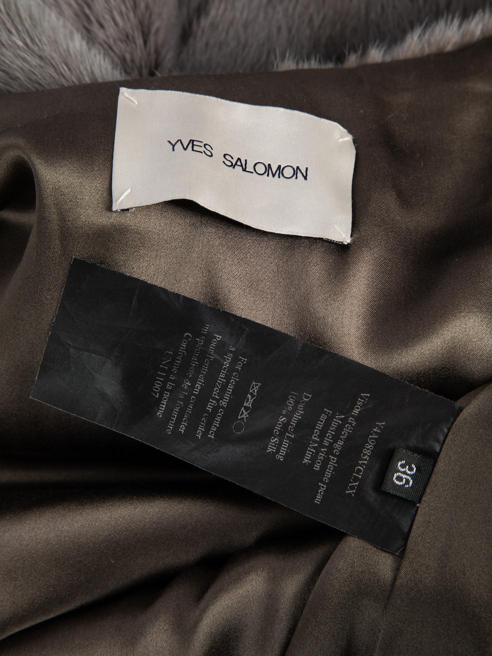 Pre-Loved Yves Salomon Women's Grey Mink Fur Hooded Coat 1