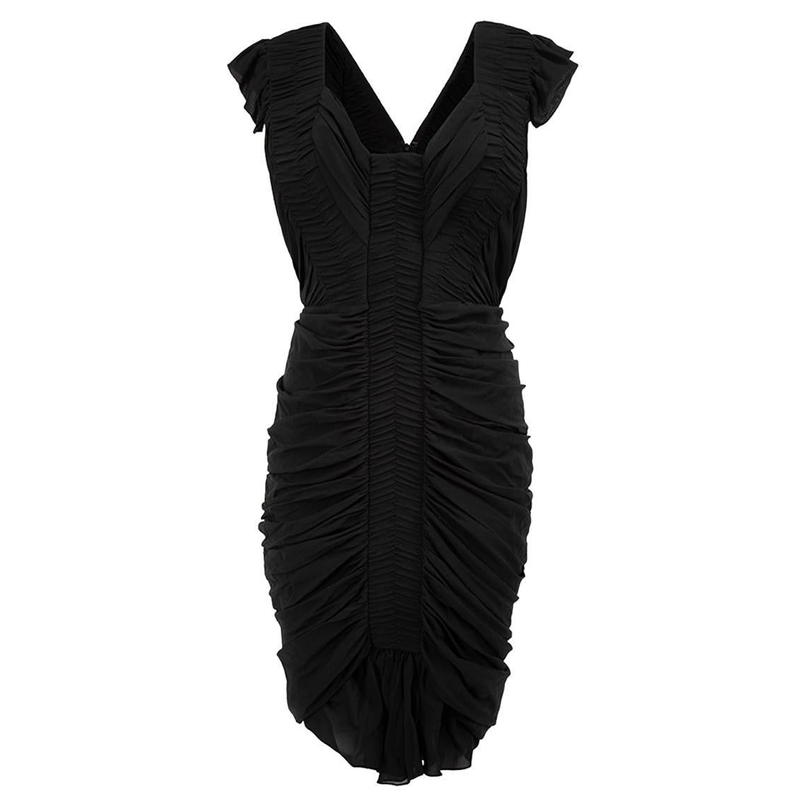 Pre-Loved Zac Posen Women's Black Ruched Sleeveless Mini Dress
