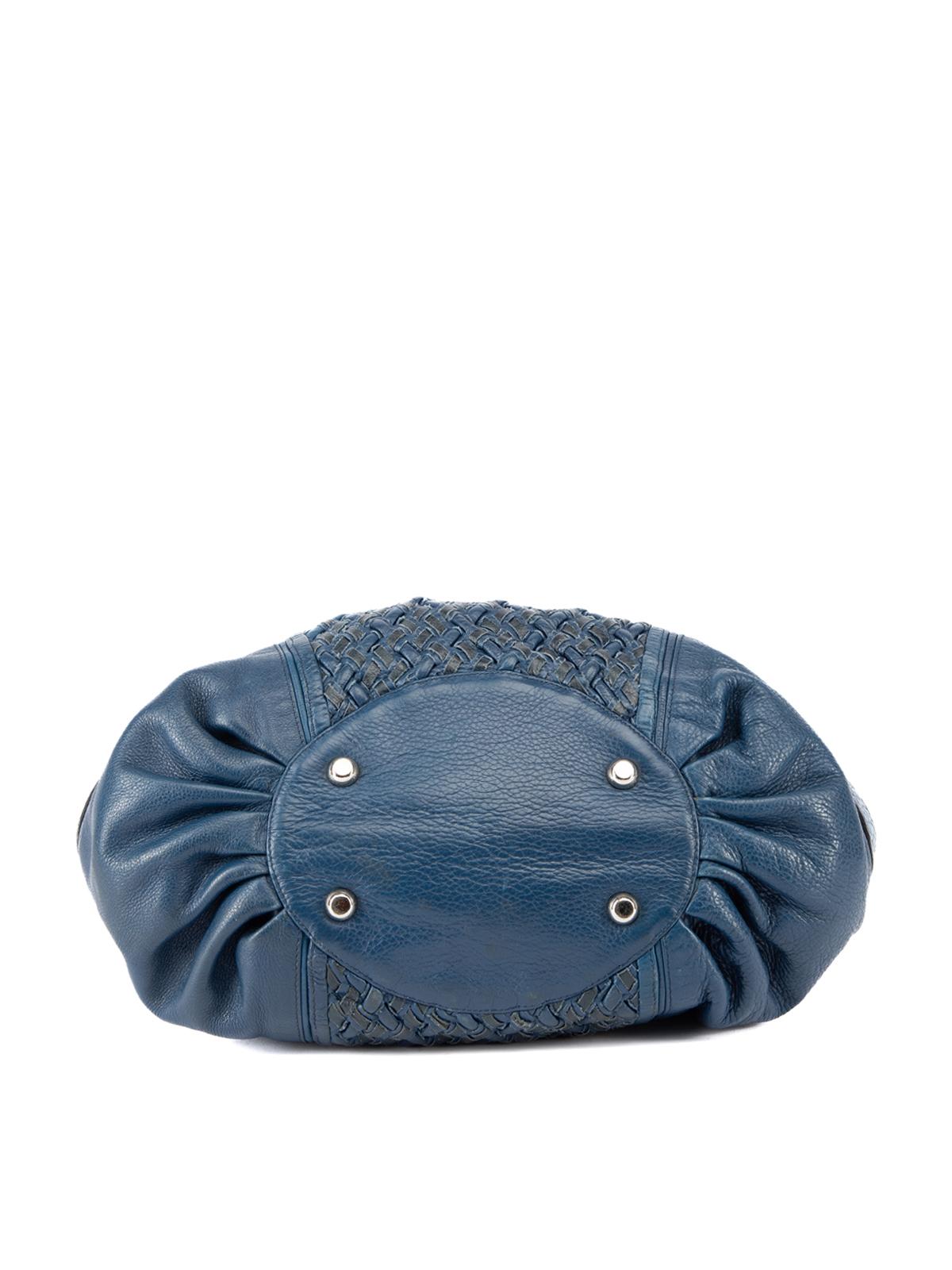 Pre-Loved Zac Posen Women's Blue Leather Woven Shoulder Bag 1