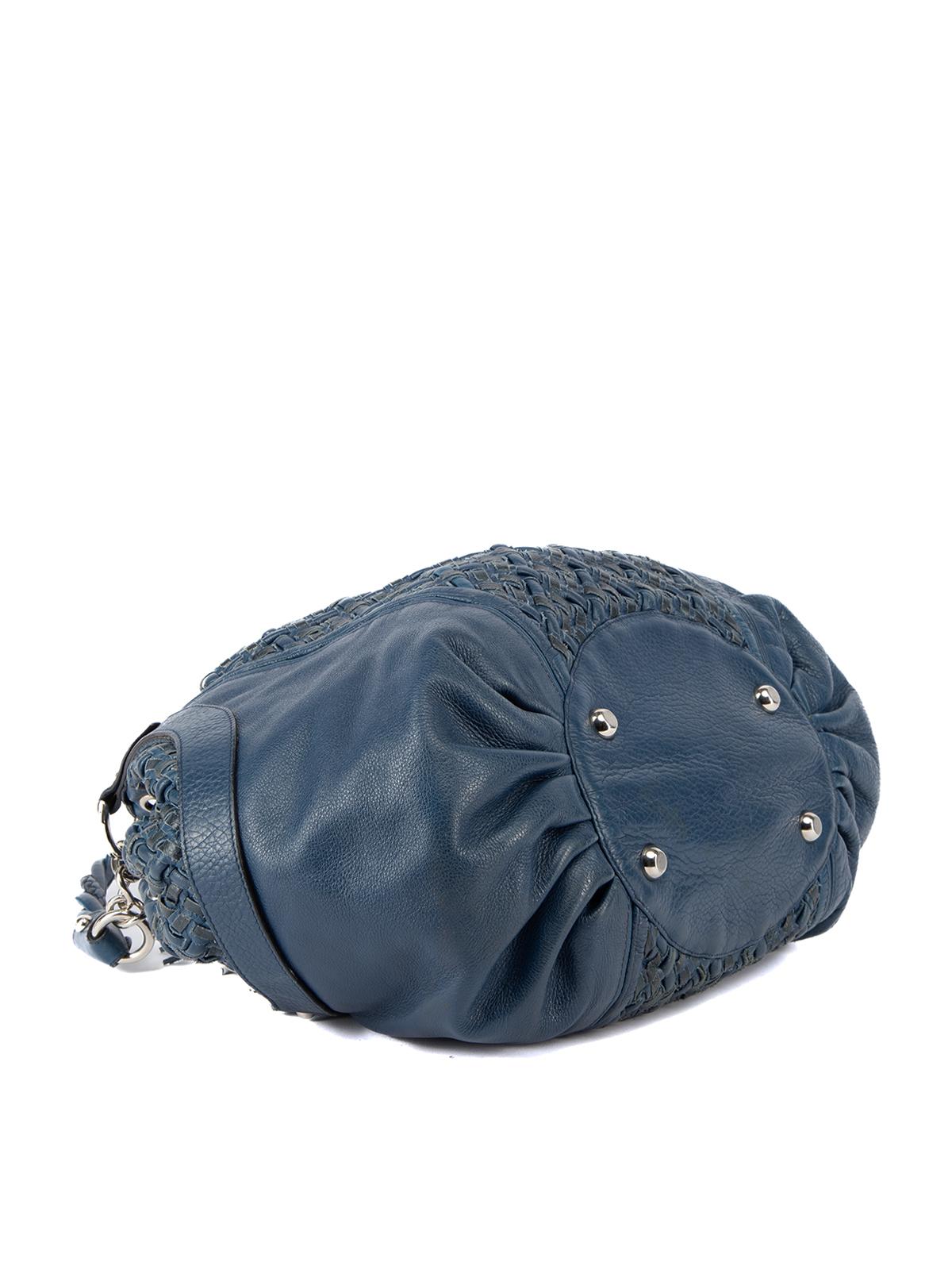 Pre-Loved Zac Posen Women's Blue Leather Woven Shoulder Bag 2