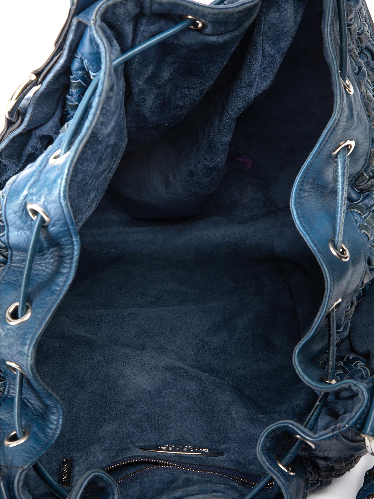 Pre-Loved Zac Posen Women's Blue Leather Woven Shoulder Bag 3
