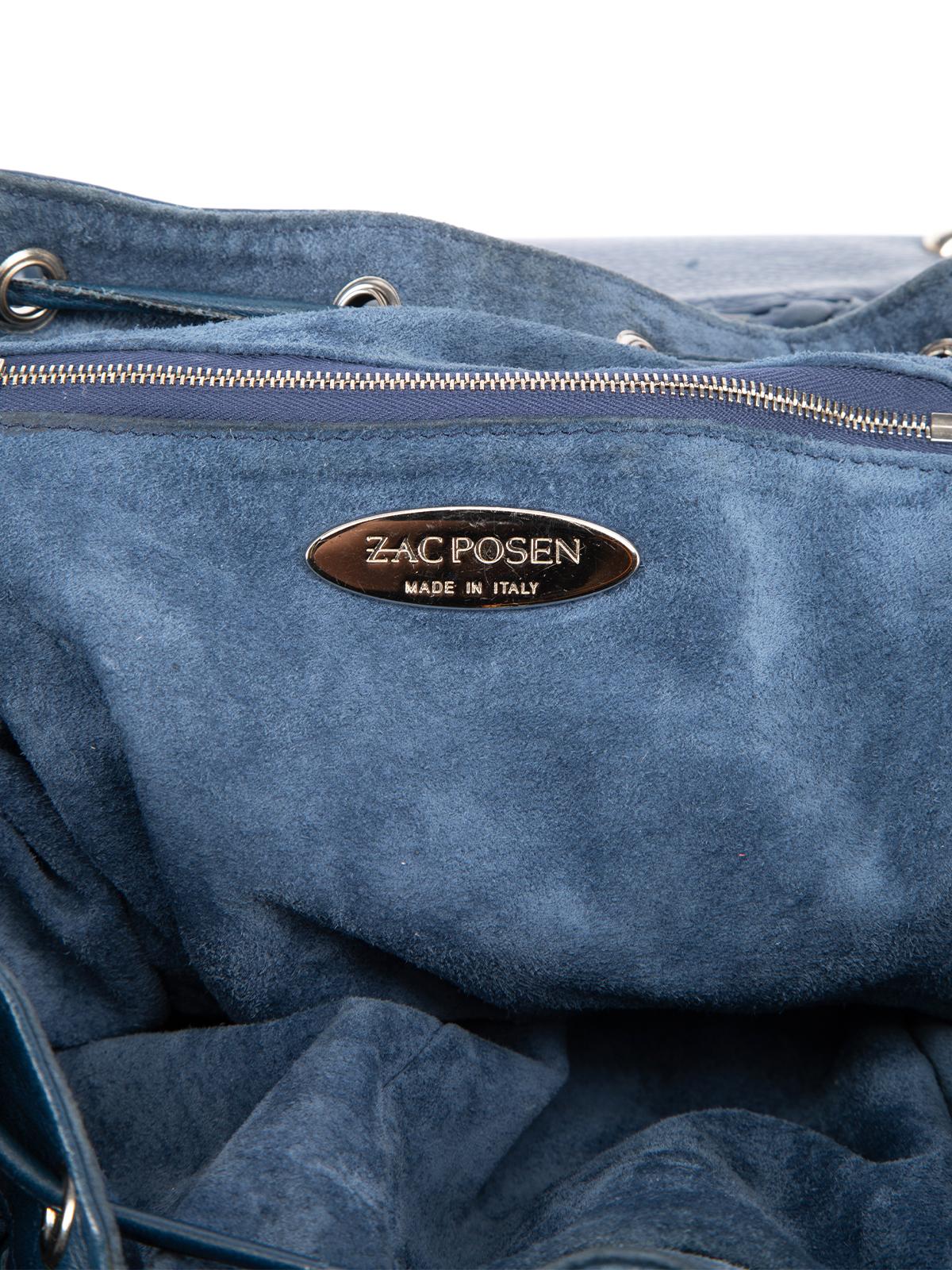 Pre-Loved Zac Posen Women's Blue Leather Woven Shoulder Bag 4