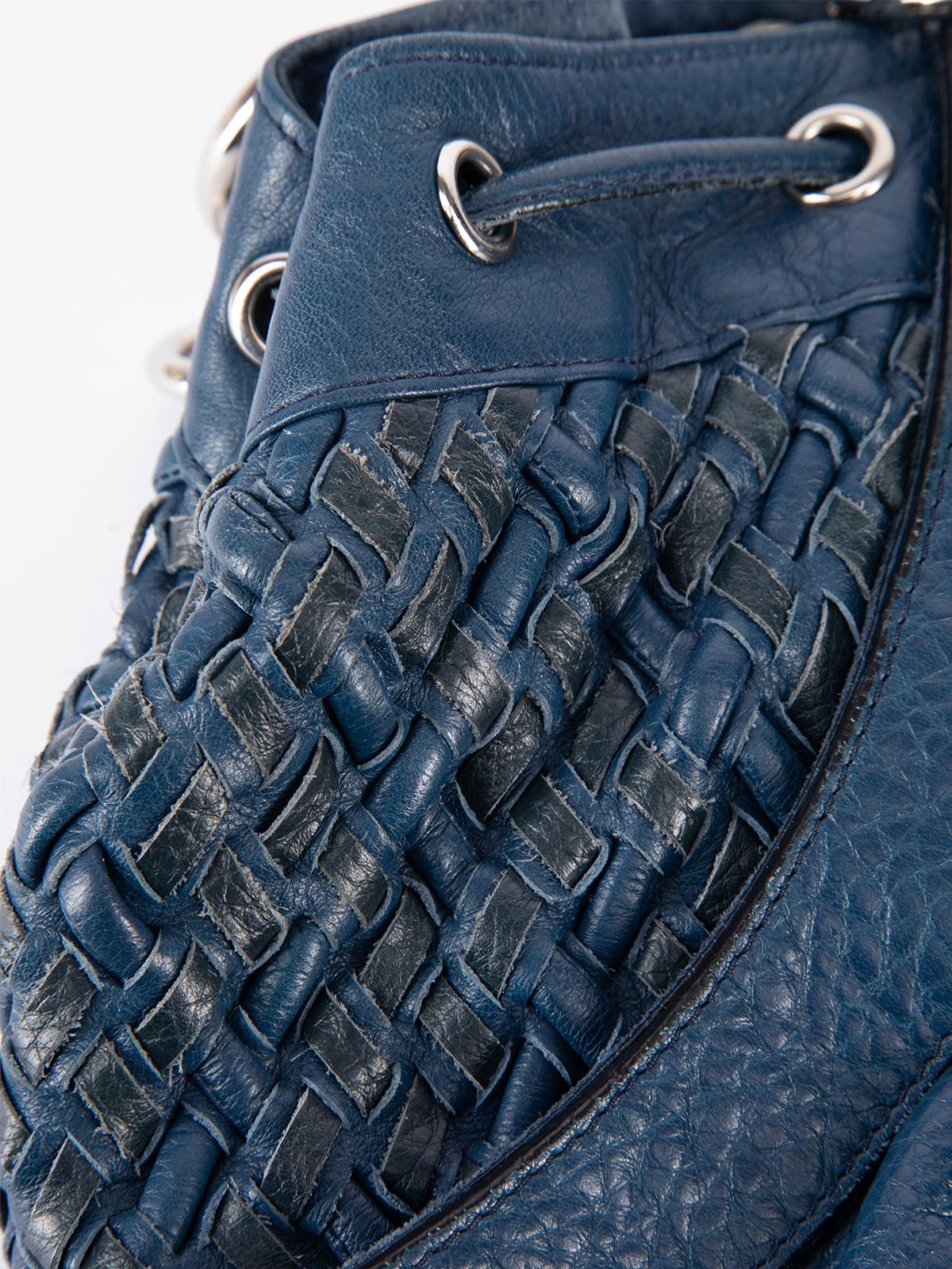 Pre-Loved Zac Posen Women's Blue Leather Woven Shoulder Bag 5