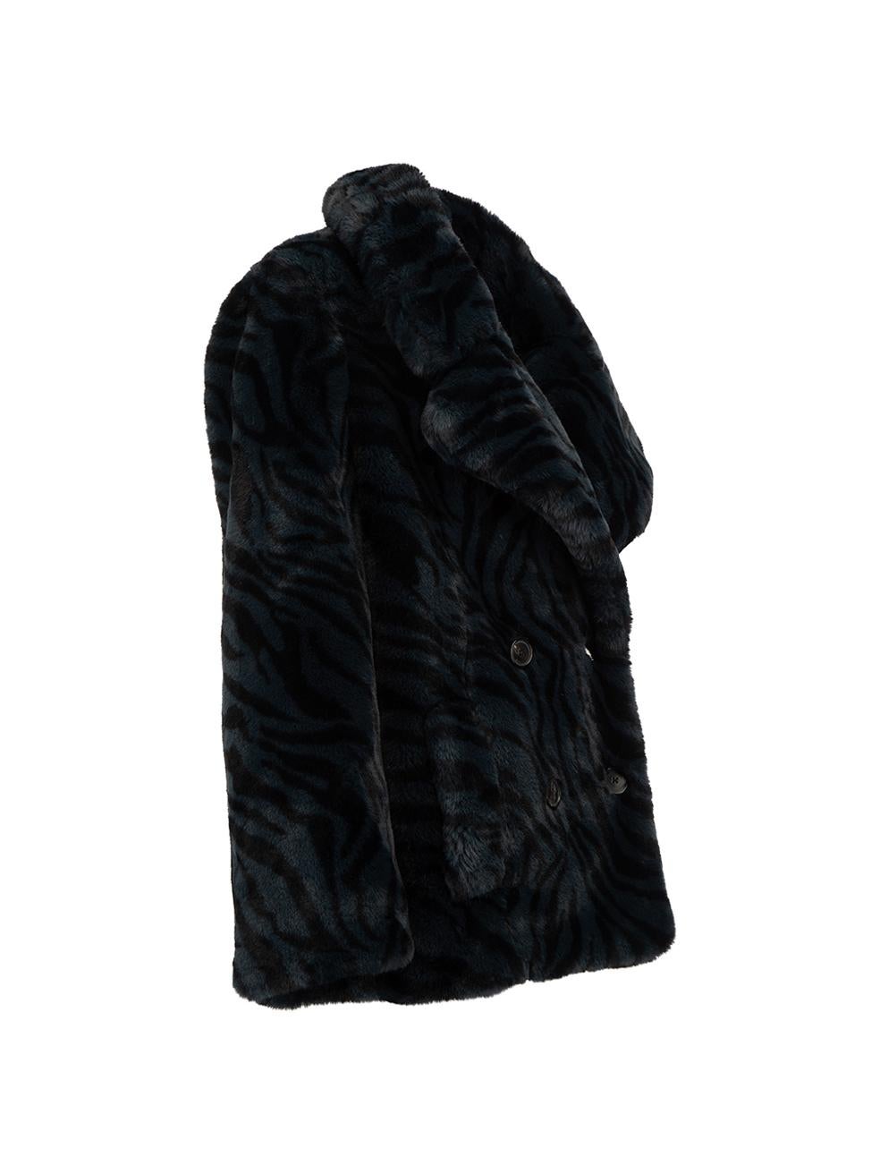 CONDITION is Very good. Minimal wear to coat is evident. Loose buttons is seen on this used Zadig & Voltaire designer resale item. Details Blue Faux fur Short coat Tiger pattern Double breasted Front side pockets Made in China Composition 100%