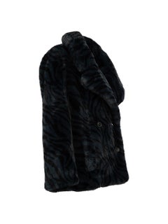 Pre-Loved Zadig & Voltaire Women's Blue Tiger Pattern Faux Fur Double Breasted C