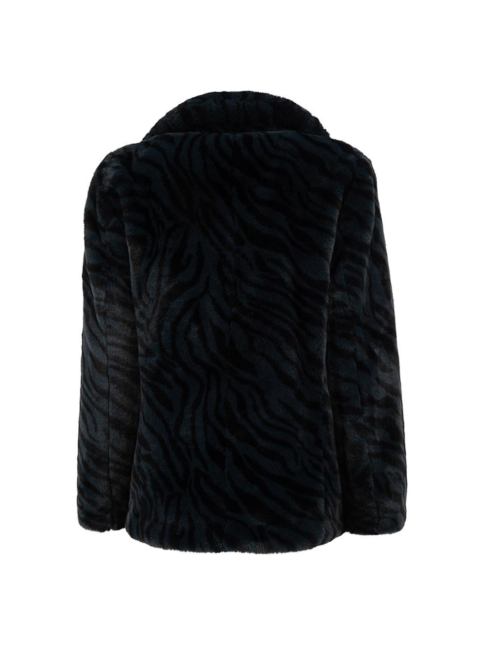 Pre-Loved Zadig & Voltaire Women's Blue Tiger Pattern Faux Fur Double Breasted C In Excellent Condition In London, GB