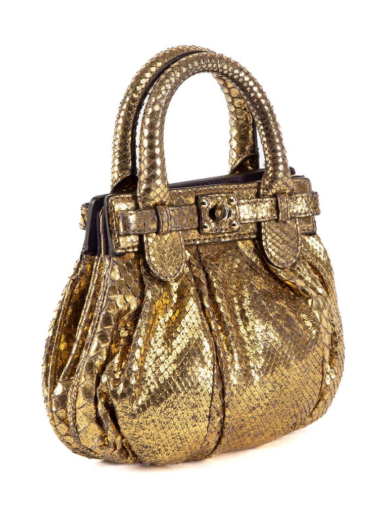 Pre-Loved Zagliani Women's Snakeskin Wrist Bag For Sale at 1stDibs