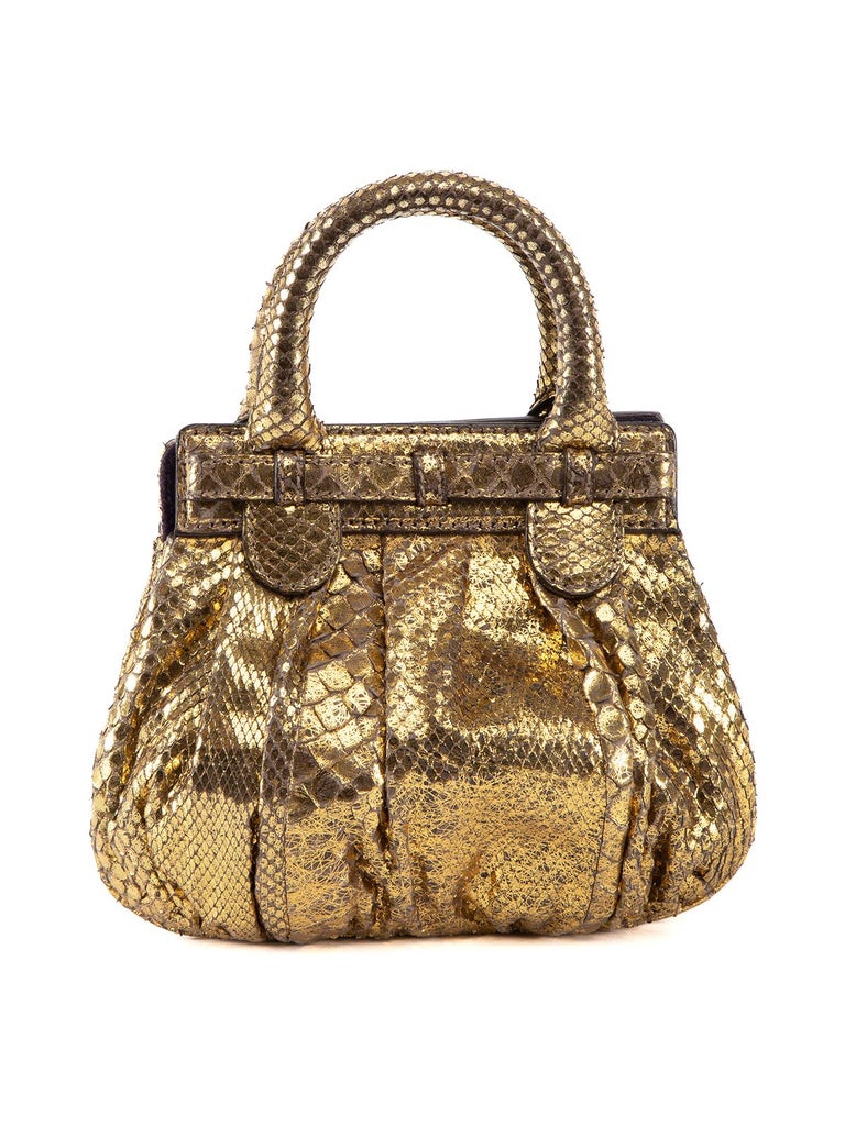 Pre-Loved Zagliani Women's Snakeskin Wrist Bag For Sale at 1stDibs
