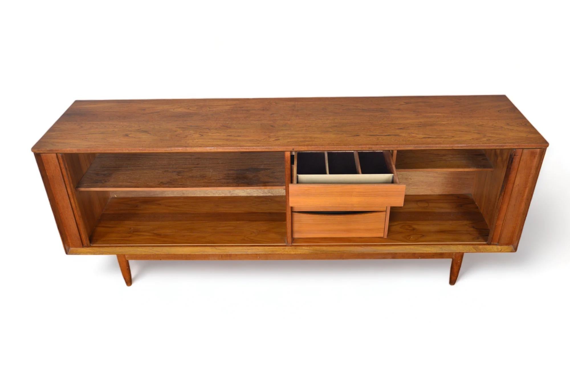 20th Century Pre-order - English Modern Teak Tambour Credenza By Austinsuite For Sale