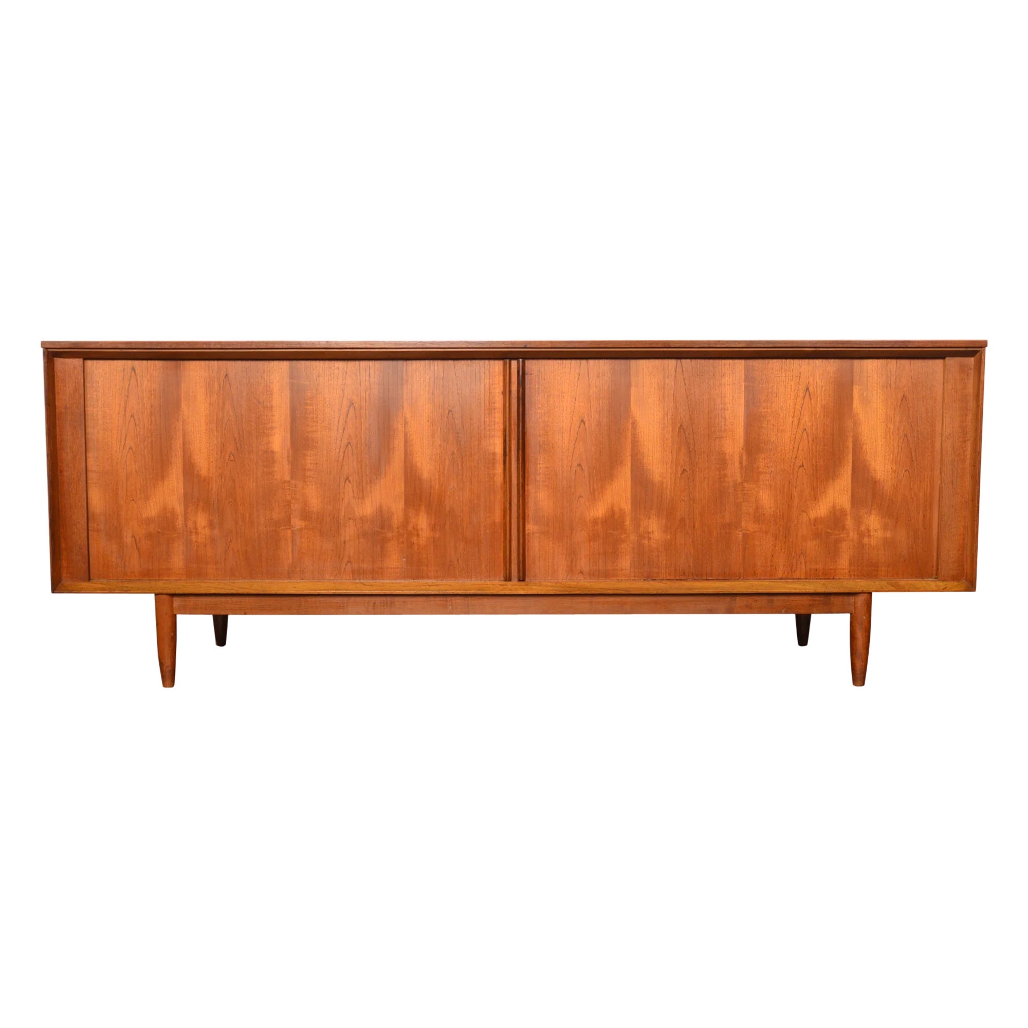 Pre-order - English Modern Teak Tambour Credenza By Austinsuite