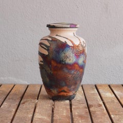 Pre-Order Omoide Urn 170 Cubic Inches, Half Copper Matte, Ceramic Raku Pottery