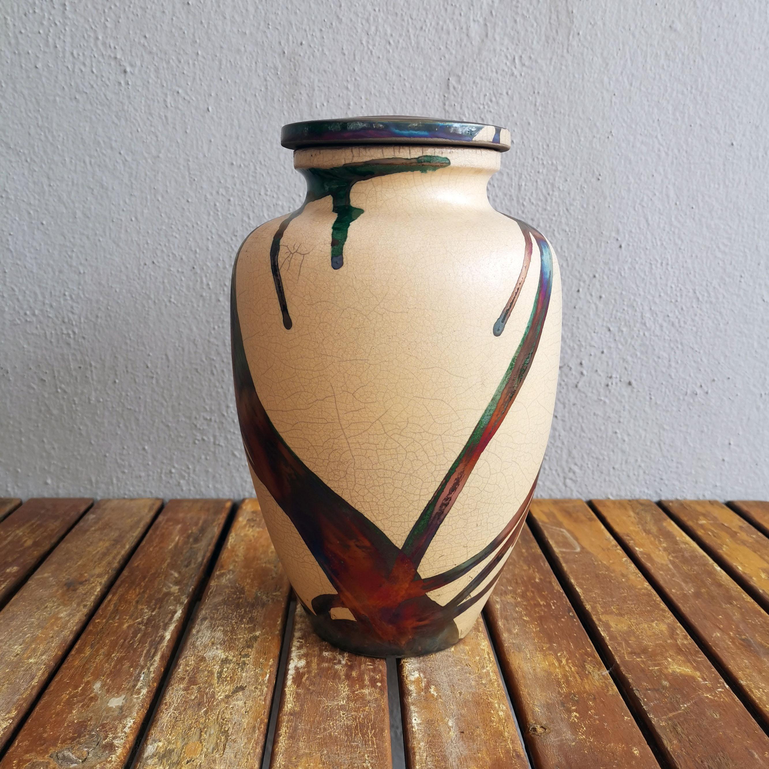 Cotto in fornace Pre-ordine Urna Omoide 170 Pollici Cubi - Mezzo Rame Opaco, Ceramica Raku in vendita