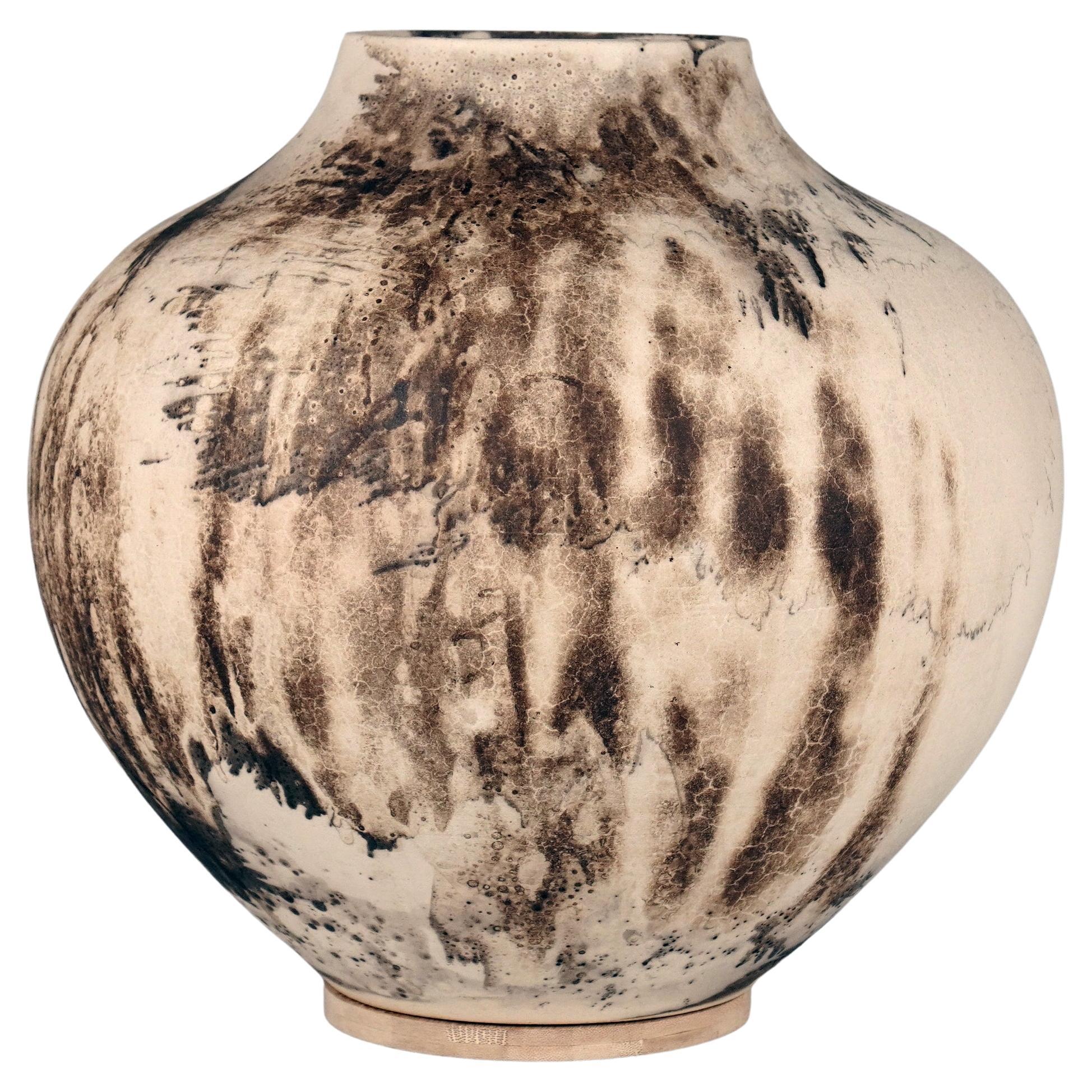 Pre-Order Raaquu Raku Pottery Large Issho 13.5" Ceramic Vase - Obvara For Sale