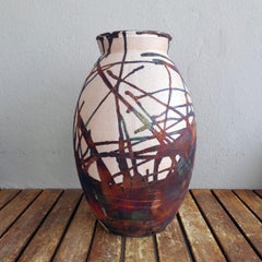 Pre-Order Raaquu Raku Pottery Large Oval XL 14" Ceramic Vase - H.C Matte