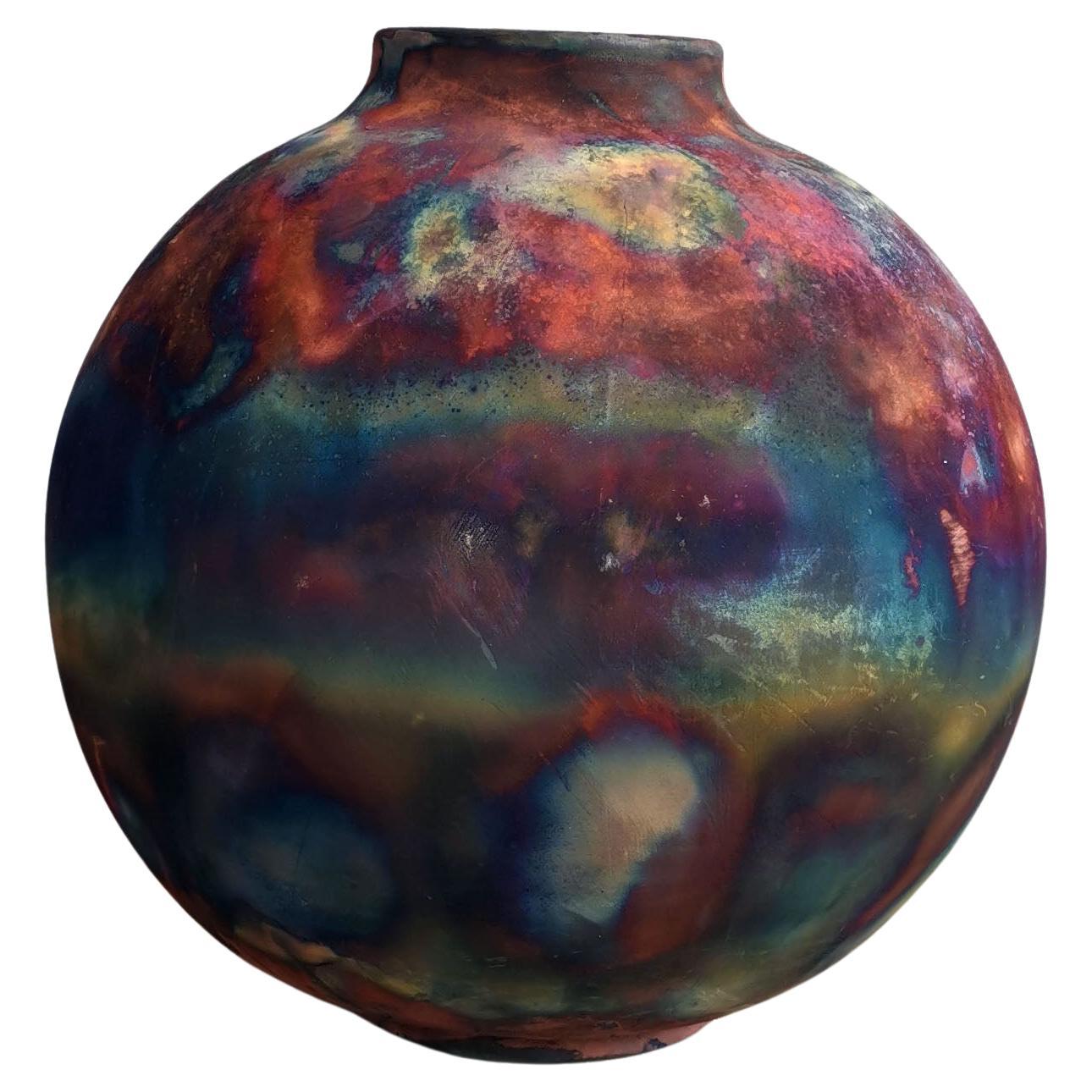 Pre-Order Raku 11in Large Globe Vase, Full Copper Matte, Ceramic Pottery Decor