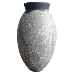 Reservar Jarrón Oval Grande Raku 13,5 pulgadas, Raku Ahumado, Cerámica Decorativa