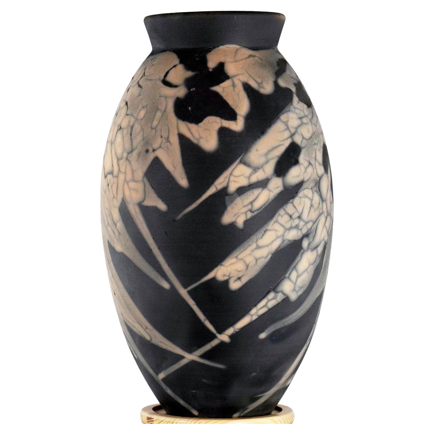 PreOrder Raku Large Oval Vase, Obvara, Ceramic Pottery Decor For Sale at 1stDibs