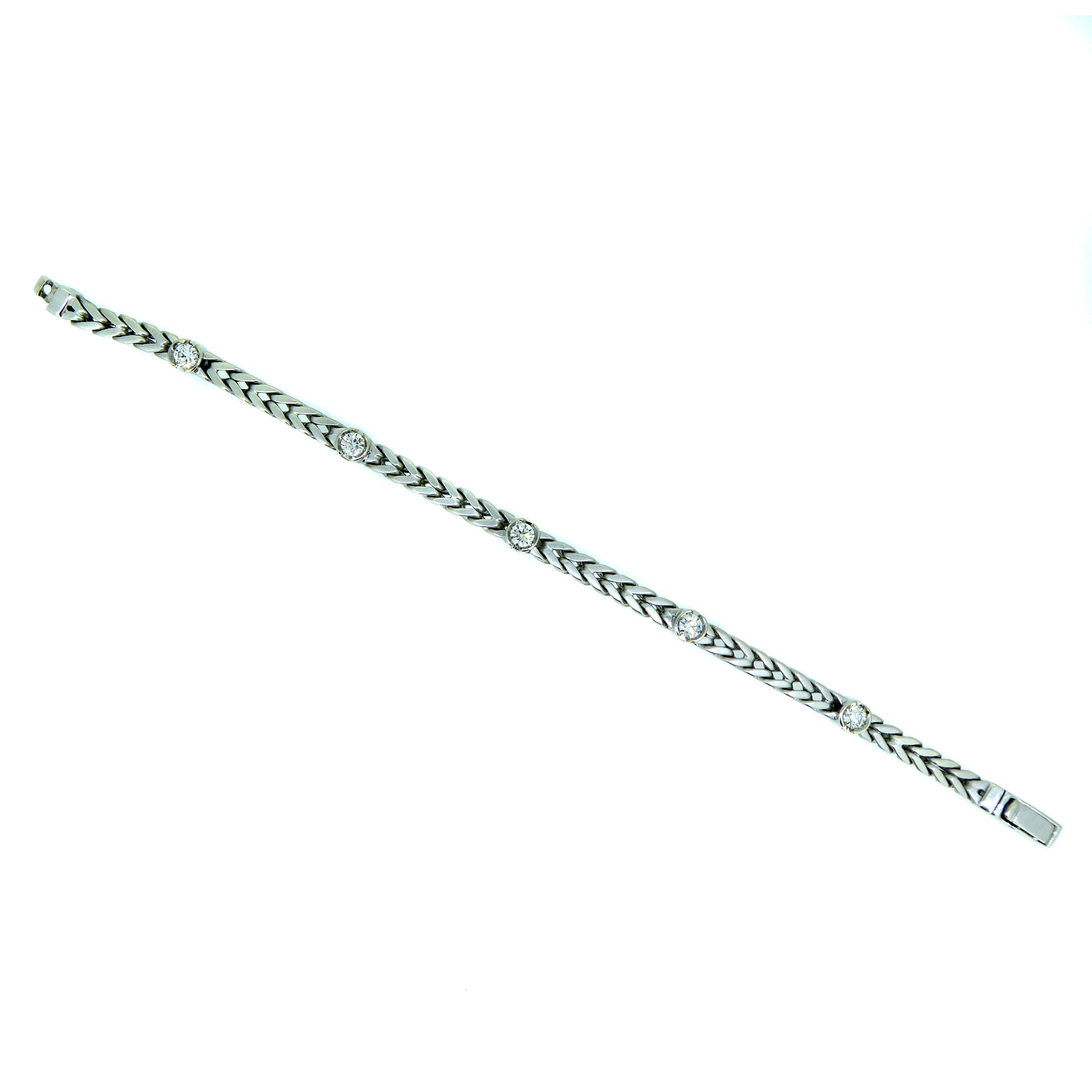 Pre-Owned 1.25 Carat Diamond Line Bracelet, White Gold Franco Link In Good Condition In Yorkshire, West Yorkshire