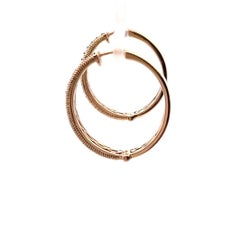 Pre-Owned 14K Rose Gold LeVian Diamond Hoop Earrings with Vanilla Diamonds