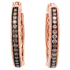 Pre-Owned 14K Rose Gold LeVian Diamond Hoop Earrings with Vanilla Diamonds