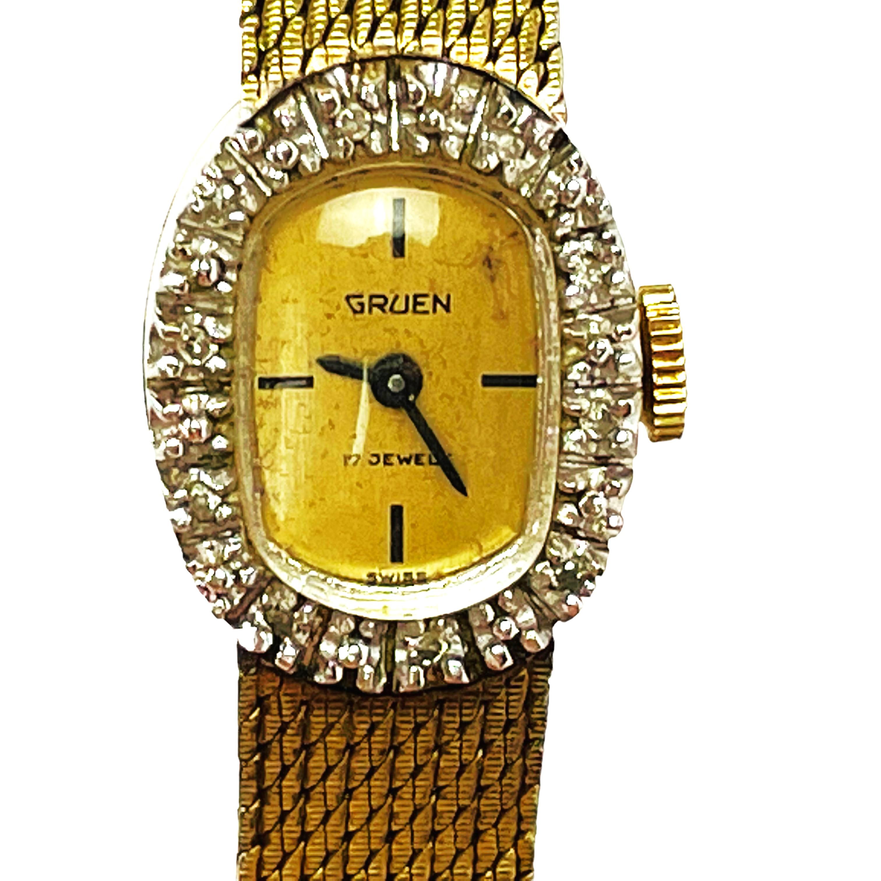 Women's Pre-Owned 14k Yellow Gold Diamond Vintage Duchess Gruen Woman's Watch
