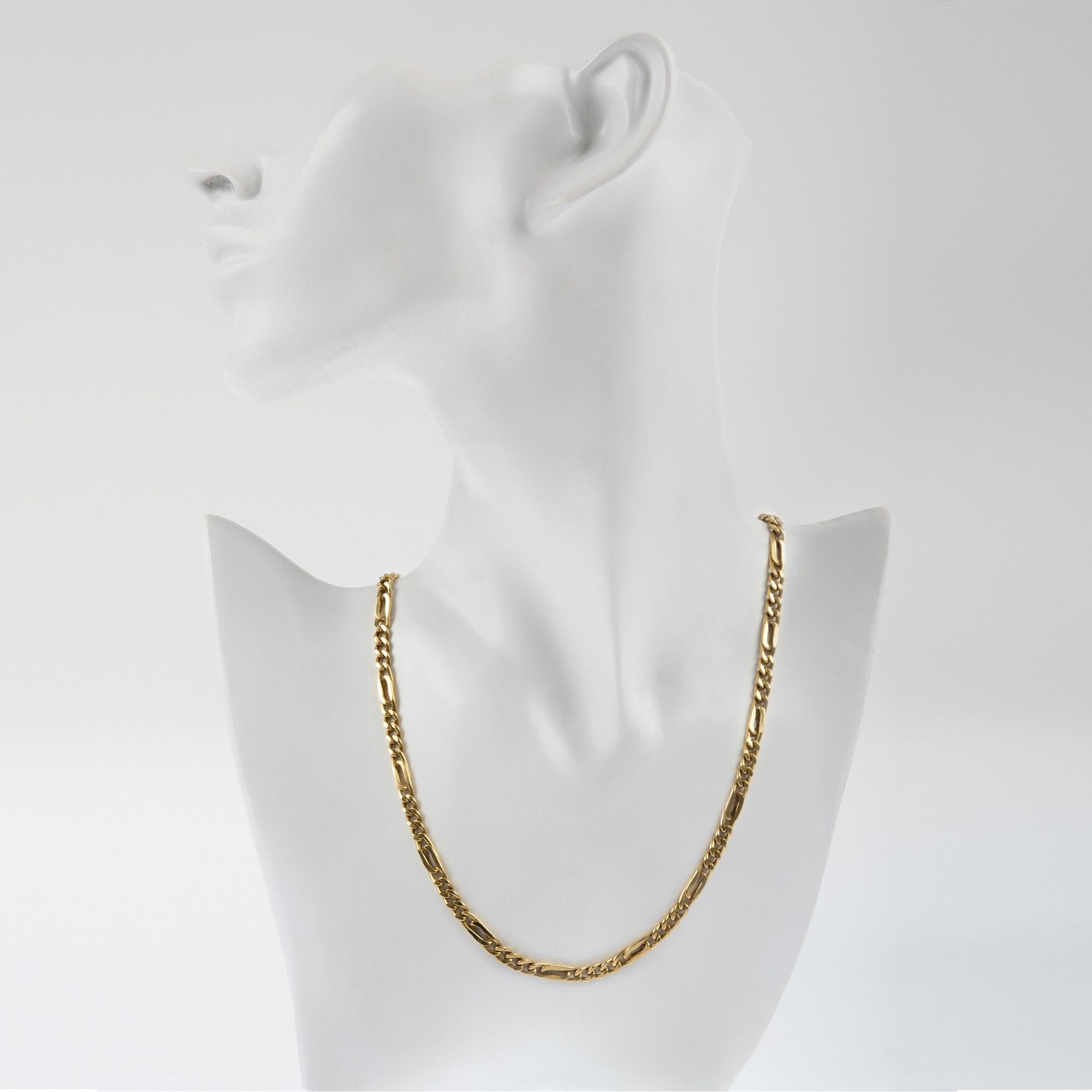 Modern Pre-Owned 18 Carat Yellow Gold Figaro Chain
