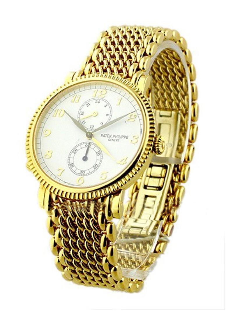 (Pre Owned) 5034/1J - Travel Time -Bracelet Yellow Gold. In Excellent Condition For Sale In kOWLOON, HK
