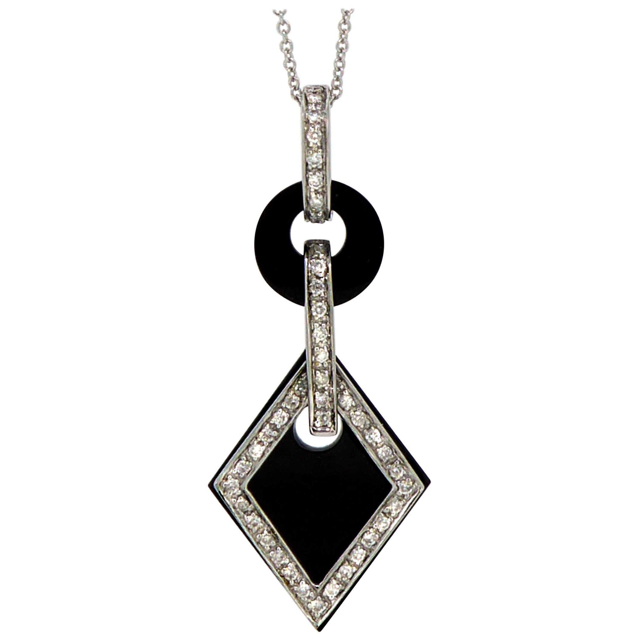 Pre-Owned Art Deco Style Onyx and Diamond Pendant