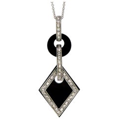 Pre-Owned Art Deco Style Onyx and Diamond Pendant