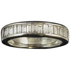 Pre-owned Baguette Diamond Half Eternity Wedding Ring, 0.96ct, White Gold Band