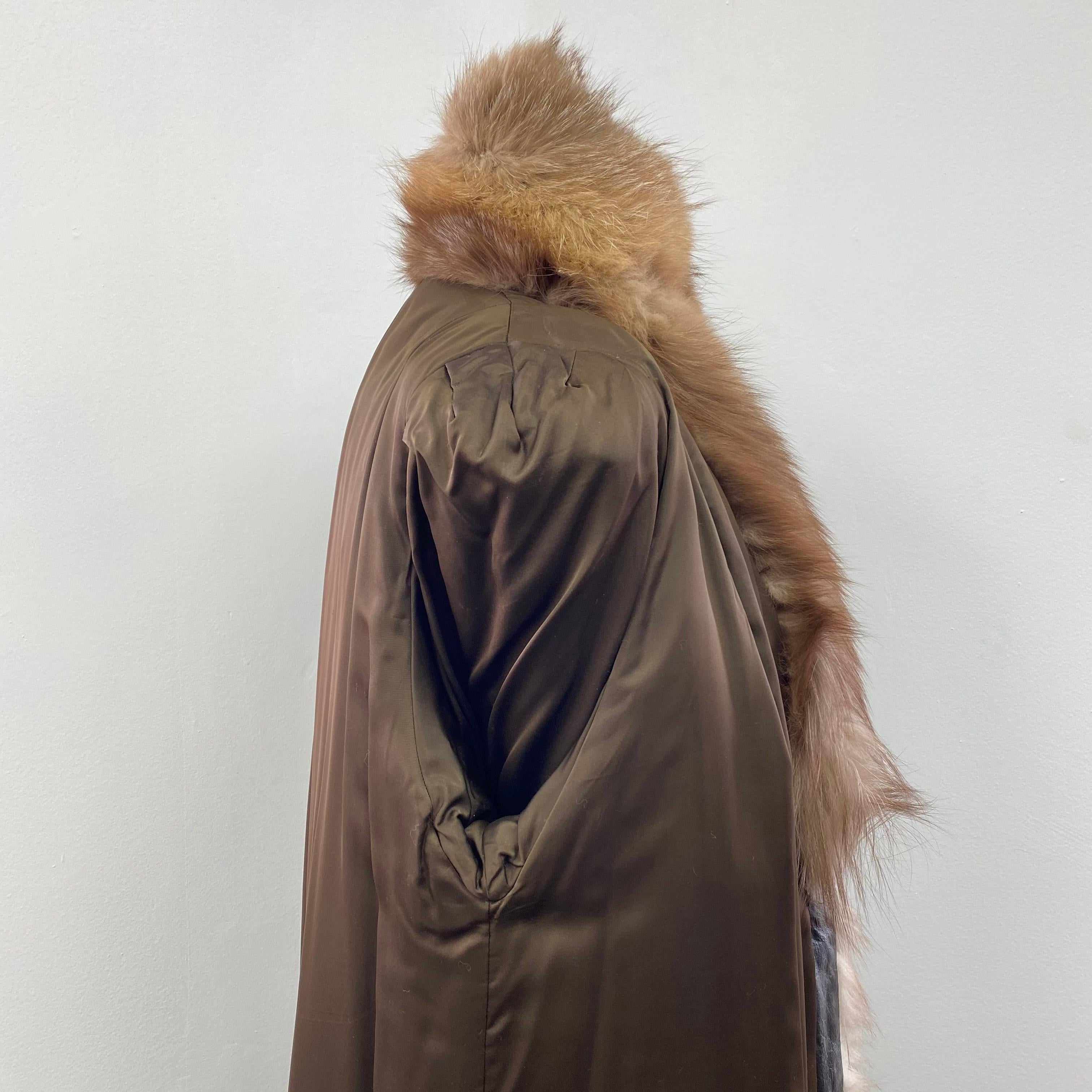 Brown Dyed Silver Fox Fur Coat (Size 10-M) 3