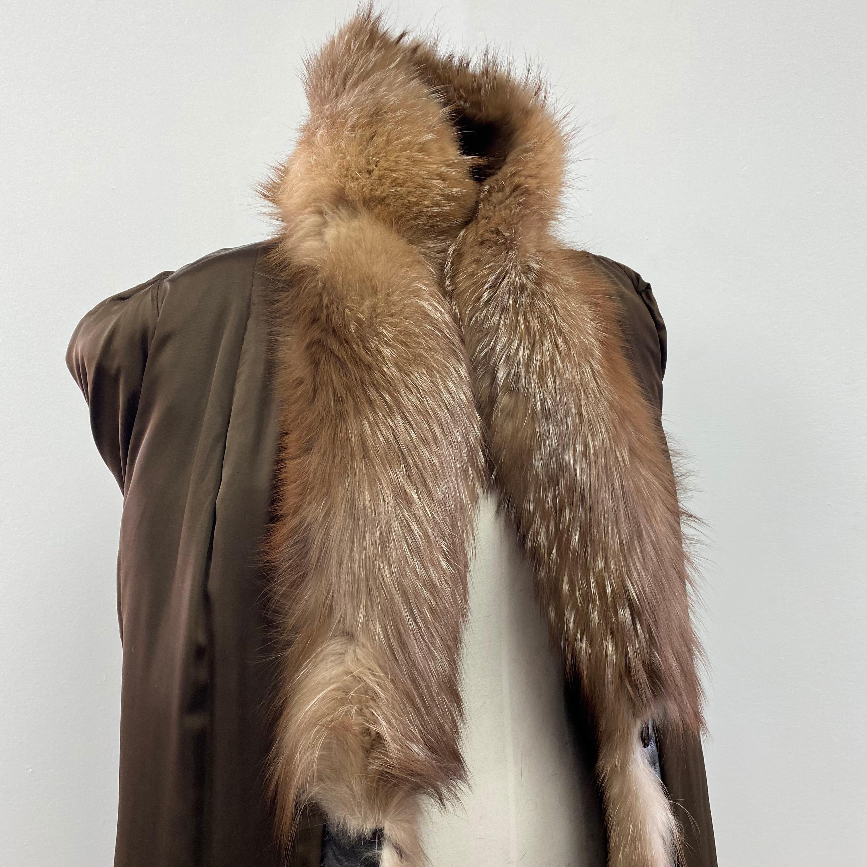 Brown Dyed Silver Fox Fur Coat (Size 10-M) 4