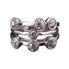 Pre-Owned Bubble Ring, Old European Cut Diamonds, 1.36 Carat, White Gold Pre-Owned Bubble Ring, Old European Cut Diamonds, 1.36 Carat, White Gold