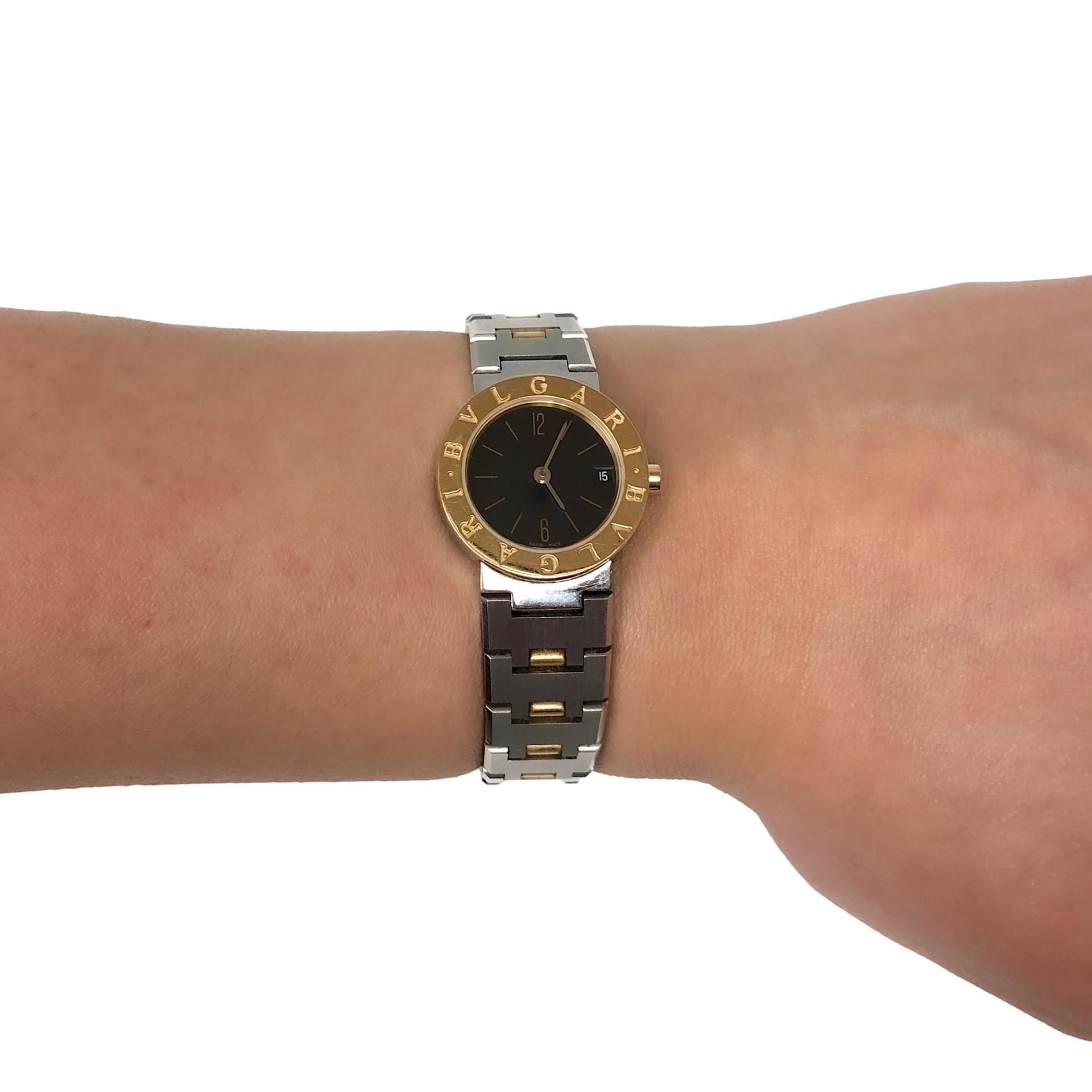 Pre-Owned BVLGARI BVLGARI 18K Yellow Gold Stainless Steel Ladies Watch BB23SG For Sale 5