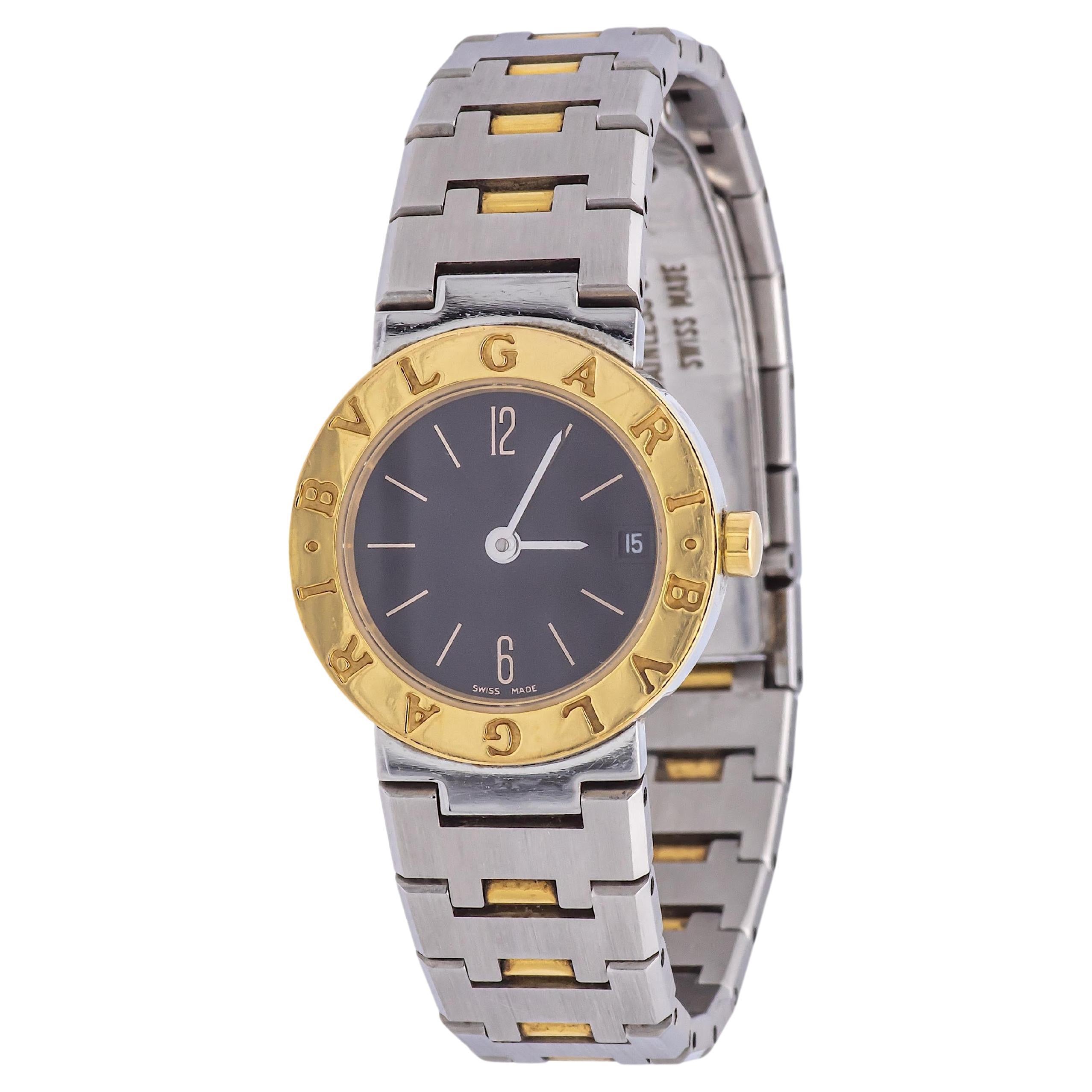 Pre-Owned BVLGARI BVLGARI 18K Yellow Gold Stainless Steel Ladies Watch BB23SG For Sale