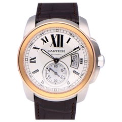 Pre-Owned Cartier Calibre De Cartier Stainless Steel and Rose Gold 3389