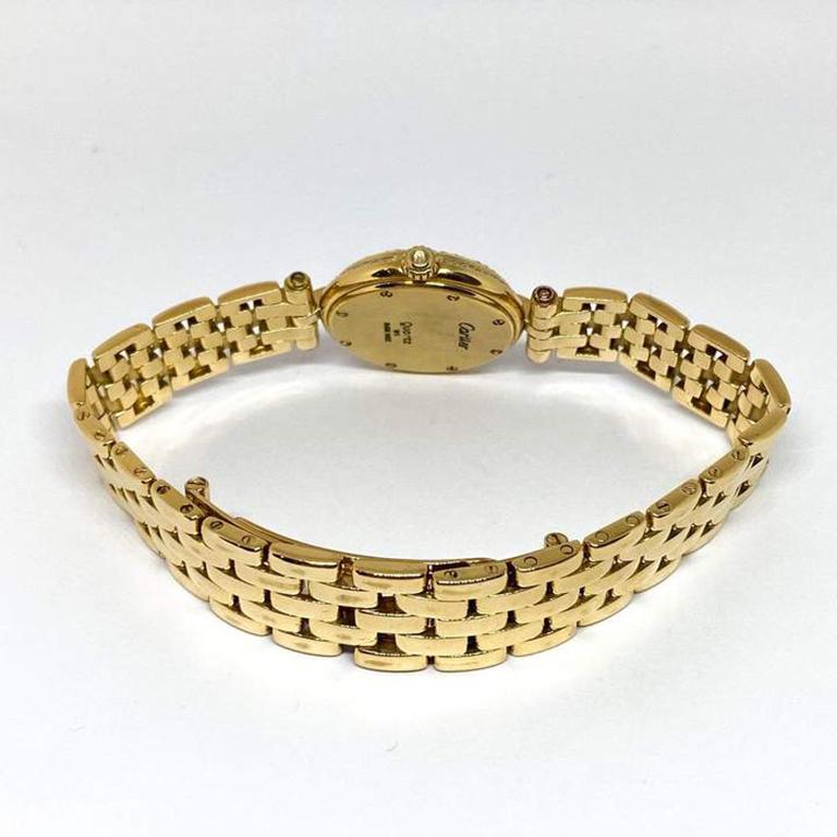 Round Cut Pre-Owned Cartier Lady's Panthere Vendome Diamond Watch 18Ky Gold Quartz